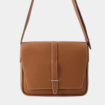 Pre Owned Hermes Steve Junior Gold Togo Calfskin Leather Crossbody Bag