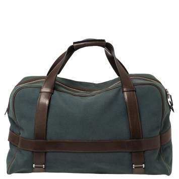 Pre Owned Hermes Blue/Brown Canvas and Leather Medium Arion Bag