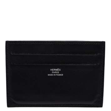 Pre Owned Hermés Noir Swift Leather Citizen Twill Card Holder