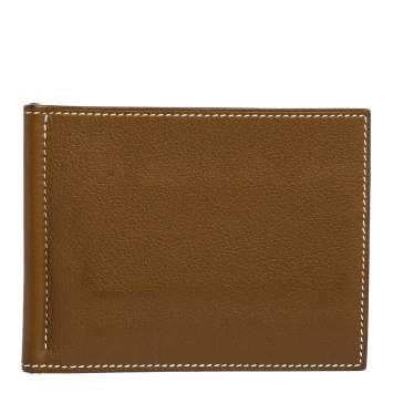 Pre Owned Hermes Kraft Evercolor Leather Poker Compact Wallet