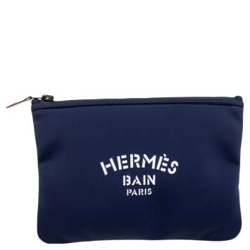 Pre Owned Hermes Bleu Horizon Neoprene Small Neobain Pouch