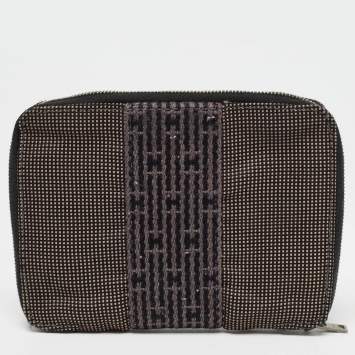 Pre Owned Hermes Grey Canvas Herline Zip Wallet 
