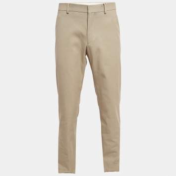 Pre Owned Hermes Beige Cotton Deperlant Decoupe Drill de Trousers L