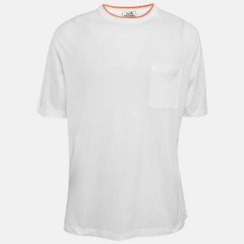 Pre Owned Hermes White Cotton Pique Crew Neck T-Shirt XXL