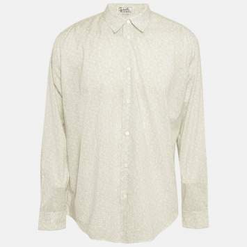Pre Owned Hermes White Printed Cotton Long Sleeve Shirt XXXL