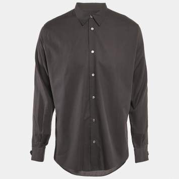 Pre Owned Hermes Grey Cotton Button Front Shirt XXL 