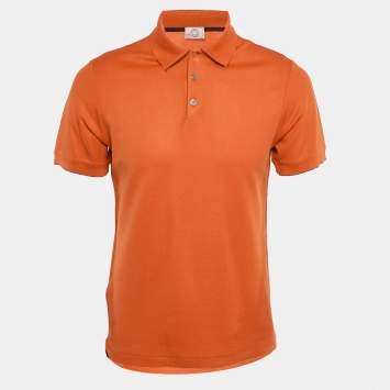 Pre Owned Hermes Orange Cotton Blend Polo T-Shirt M