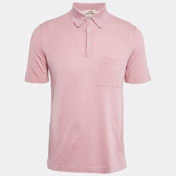 Pre Owned Hermes Pink H Embroidered Cotton Pique Polo T-Shirt S
