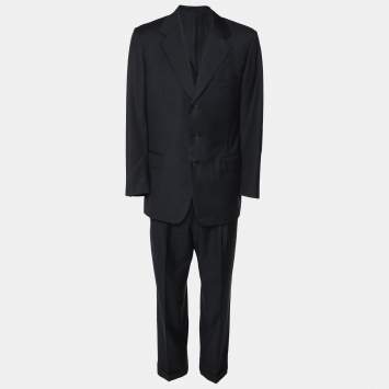 Hermes Navy Blue Wool Single Breasted Blazer & Straight Leg Pant Set L