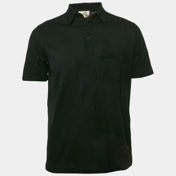 Hermes Black Cotton Logo Pocket Detail Polo T-Shirt M