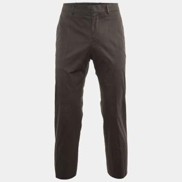 Hermes Charcoal Grey Cotton Regular Fit Pants M