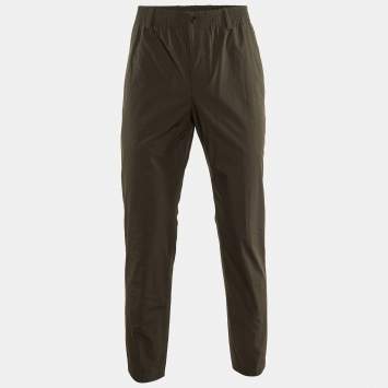 Pre Owned Hermes Black Cotton Drawstring Waist Tapered Pants M