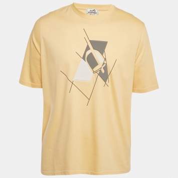 Hermès Yellow Printed Jersey Crewneck T-Shirt M
