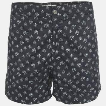 Pre Owned Hermes Navy Blue Printed Nylon Swim Trunks S