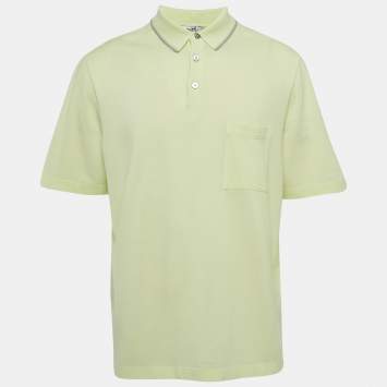 Pre Owned Hermès Lime Green Cotton Pique Polo T-Shirt XXL