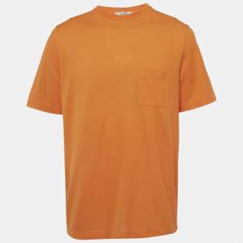 Pre Owned Hermès Orange Cotton Pique Crew Neck T-Shirt XXL