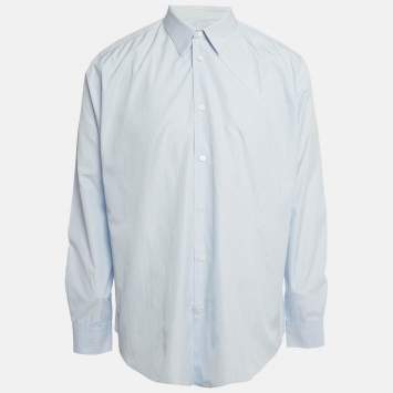 مملوكة مسبقًا Hermes Blue Striped Cotton Long Sleeve Shirt 4XL