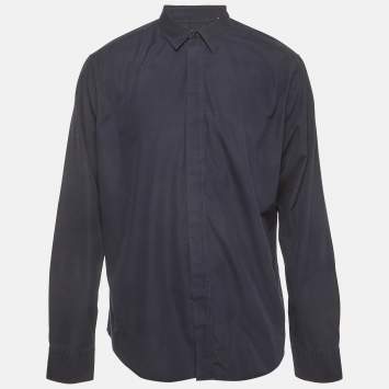 Pre Owned Hermes Nay Blue Cotton Long Sleeve Shirt XXXL