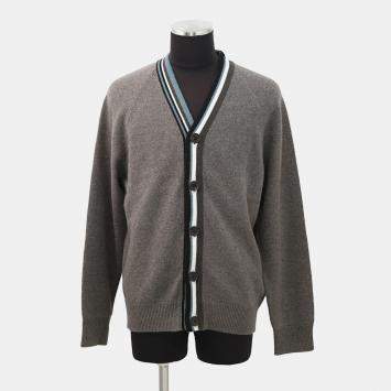 مملوكة مسبقًا Hermes V-Neck Cardigan Size L Gray Cashmere