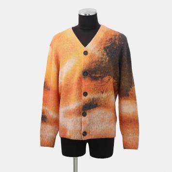 مملوكة مسبقًا Hermes Cardigan Reflet Equestre Size L Orange Alpaca, Wool, Cashmere, Silk