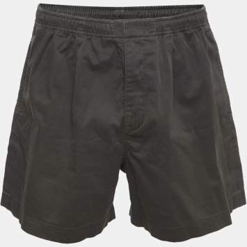 Pre Owned Hermes Grey Cotton Gabardine Elastic Waist Shorts S