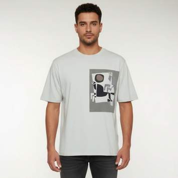 Pre Owned Hermes Blue Pocket Print Jersey Crewneck T-Shirt L