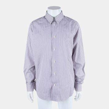 Pre Owned Hermès Light Purple Cotton Long Sleeved Buttoned Up Shirt XL