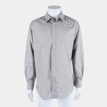 Pre Owned Hermes Ash Beige Cotton Long-Sleeved Button Up Shirt Size XL