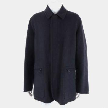 Pre Owned Hermès Navy Blue Wool Jacket Size L