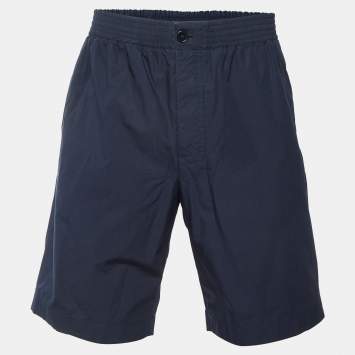 Pre Owned Hermes Navy Blue Cotton Regular Bermuda Shorts L