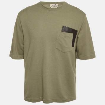 Pre Owned Hermes Green Cotton Blend Short Sleeve T-Shirt S