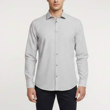 Pre Owned Hermès Grey Stripe Linen Blend Long Sleeve Shirt XL 