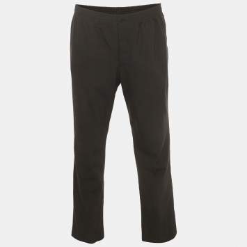 Pre Owned Hermes Green Wool Blend Regular Fit Trousers L