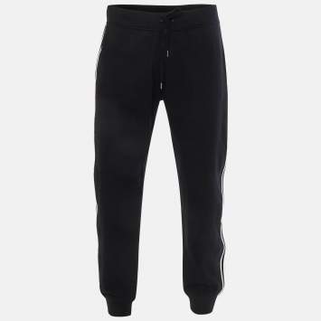 Pre Owned Hermes Black Jersey and Nylon Trim Run H Joggers L 