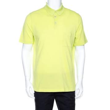 Pre Owned Hermes Fluorescent Cotton Pique Polo T Shirt XL 