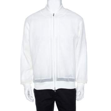Pre Owned Hermes White Cotton Bomber Jacket XS
