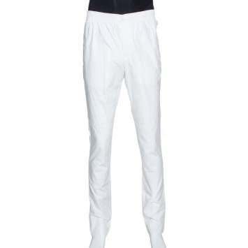 Pre Owned Hermes White Cotton Elasticized Waist Straight Leg Pants L