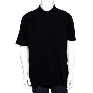 Pre Owned Hermès Black Cotton Pique Polo T-Shirt XXXL 