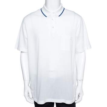 Pre Owned Hermès White Cotton Pique Polo T-Shirt 3XL 