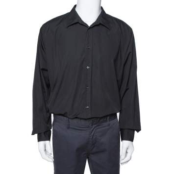 Pre Owned Hermes Black Cotton Button Front Long Sleeve Shirt 5XL