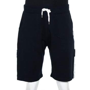 Pre Owned Hermes Black Cotton Contrast Trim Detail Jogging Shorts XL