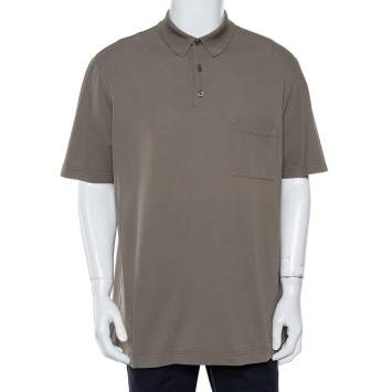 Pre Owned Hermès Olive Green Cotton Pique Polo T-Shirt XXL
