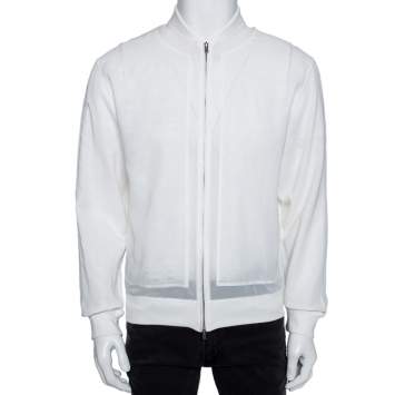 Pre Owned Hermes White Cotton Bomber Jacket XXXS