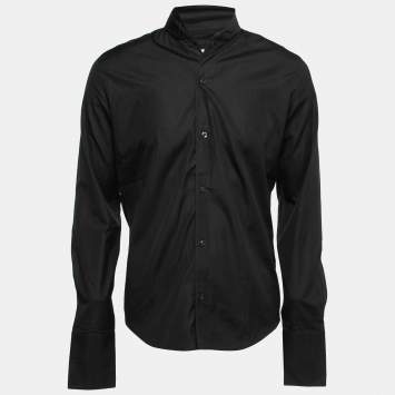 Pre Owned Hermés Black Poplin Button Front Shirt S