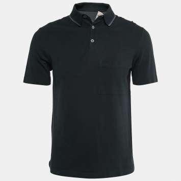 Pre Owned Hermes Black Cotton Pique Polo T-Shirt XS
