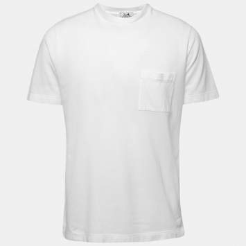 Pre Owned Hermes White Cotton Pique Crew Neck T-Shirt L