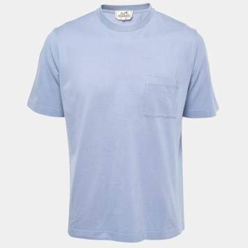 Hermes Blue Cotton Crew Neck Half Sleeve T-Shirt L