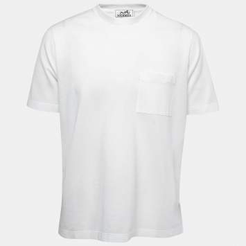 Hermes White Cotton Crew Neck Half Sleeve T-Shirt L