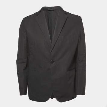 Pre Owned Hermes Black Cotton Blend Single Breasted Blazer L