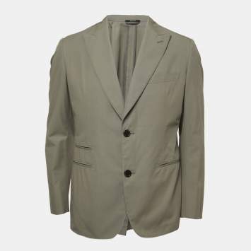 Pre Owned Hermes Grey Cotton Single Breasted Blazer L